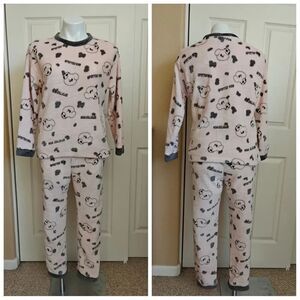 Spotted Dog fleece pajama set sz M